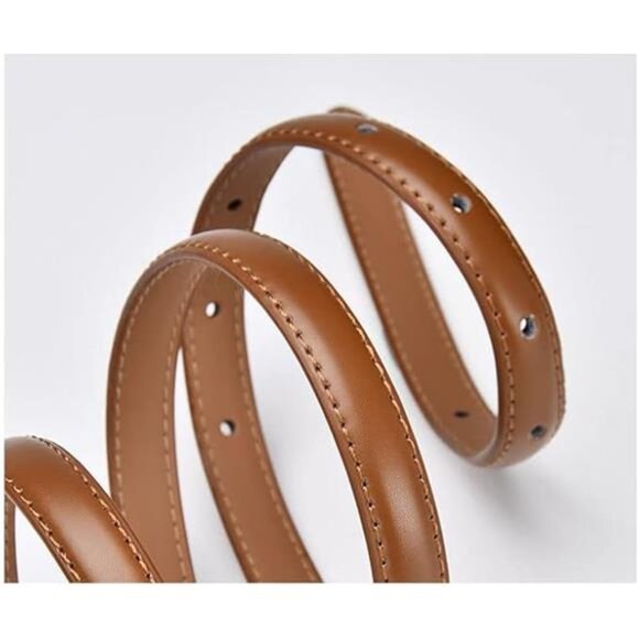 Women’s Leather Belt – Soft Calf Leather with Gold C-Shaped Buckle - Picture 5 of 6